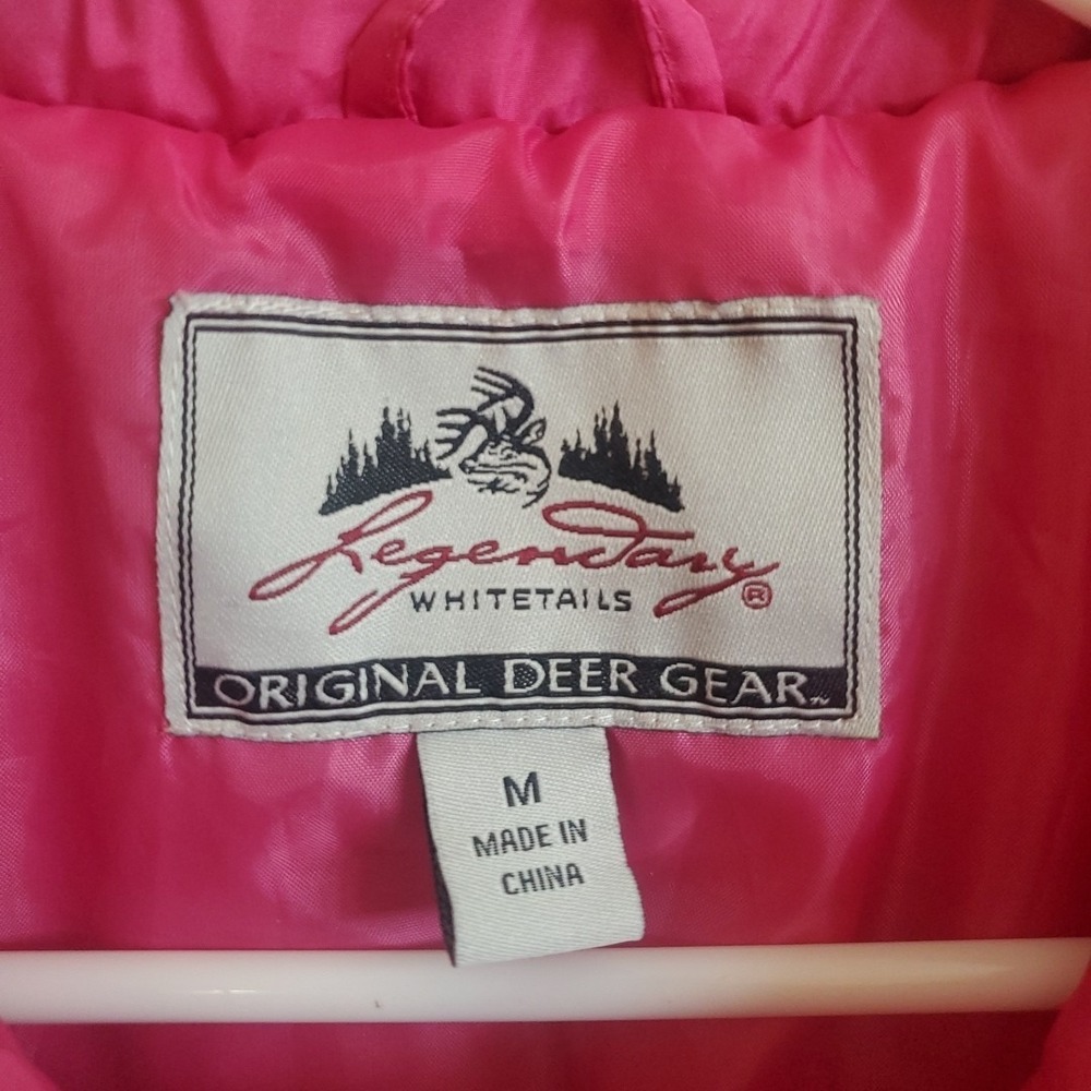 Legendary Whitetails Women's Camo Puffer Vest Pink Trim Size M  Full Zip Outdoor - Picture 2 of 11
